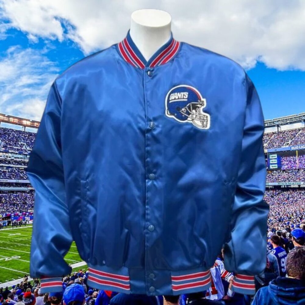NWOT Vintage 80's Blue Chalk Line New York Giants NFL Quilted Jacket Made in USA